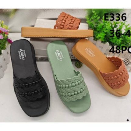 Stylish rubber slippers with high sole (MOQ: 48 Pcs)